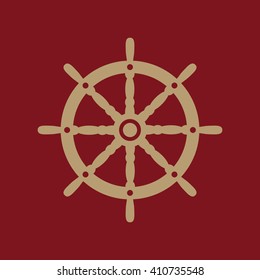 The ship steering wheel icon. Sailing symbol. Flat Vector illustration