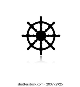 ship steering wheel  icon with shadow
