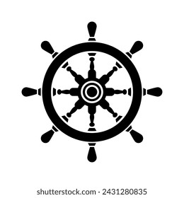 Ship steering wheel icon. Ship's wheel. Steering wheel. Boat steering wheel icon in flat style. Vector illustration.