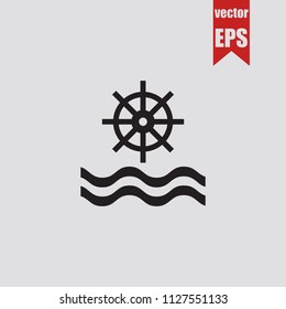 
Ship steering wheel icon in trendy isolated on grey background.Vector illustration.