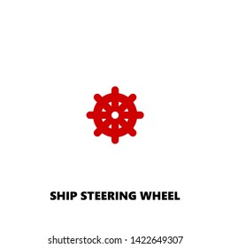 ship steering wheel icon. ship steering wheel vector design. sign design. red color
