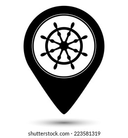ship steering wheel icon - vector map pointer
