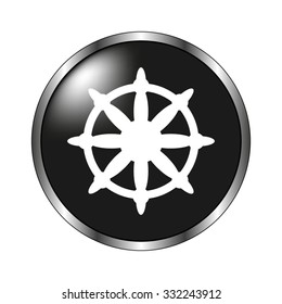 Ship steering wheel icon - vector button