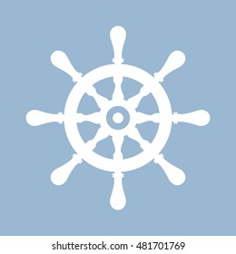 Ship steering wheel icon vector illustration isolated on blue background