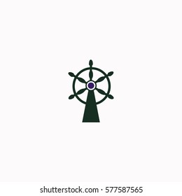 Ship steering wheel  icon Vector design. Colored illustration.
