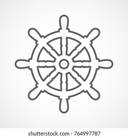 Ship steering wheel icon. Vector illustration. Gray ship steering wheel in flat design