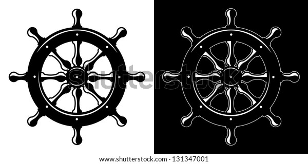 Ship Steering Wheel Isolated On White Stock Vector ...