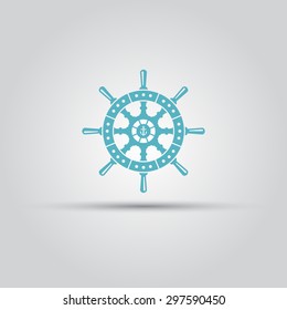 Ship steering wheel isolated vector element