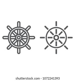 Ship Steering Wheel line and glyph icon, navigator and geography, travel sign vector graphics, a linear pattern on a white background, eps 10.