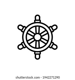 ship steering wheel line icon design vector template