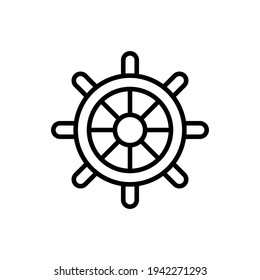 ship steering wheel line icon design vector template