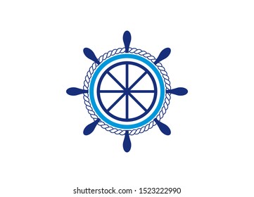 ship steering wheel logo design template vector icon