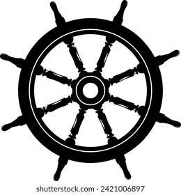 ship steering wheel logo design vector icon