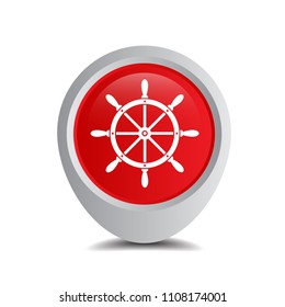 ship steering wheel and map pointer