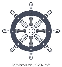 ship steering wheel nautical icon isolated