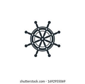 ship steering wheel nautical maritime sail boat theme vector logo design template