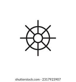 Ship steering wheel, sailboat  handle vector icon