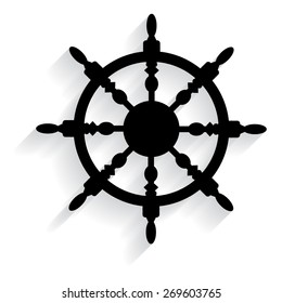 ship steering wheel with shadow