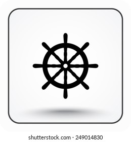 Ship steering wheel sign icon, vector illustration. Flat design style