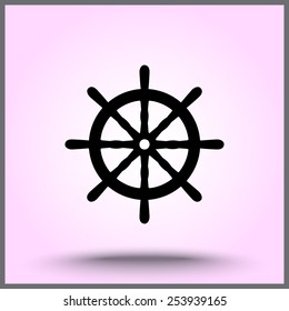Ship steering wheel sign icon, vector illustration. Flat design style