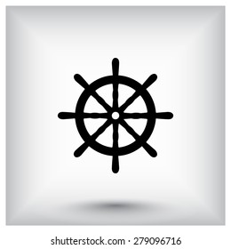 Ship steering wheel sign icon, vector illustration. Flat design style