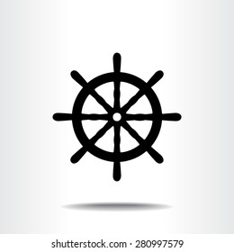 Ship steering wheel sign icon, vector illustration. Flat design style