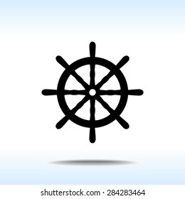 Ship steering wheel sign icon, vector illustration. Flat design style
