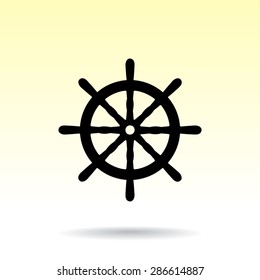 Ship steering wheel sign icon, vector illustration. Flat design style