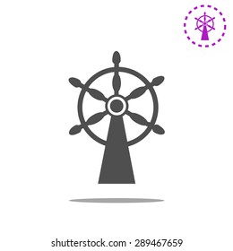 Ship steering wheel sign icon