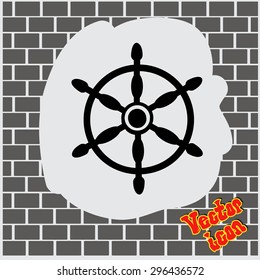 Ship steering wheel sign icon