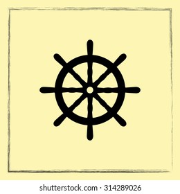 Ship steering wheel sign icon, vector illustration. Flat design style