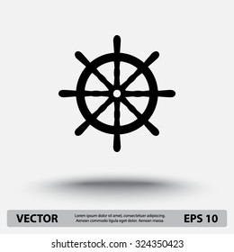 Ship steering wheel sign icon, vector illustration. Flat design style