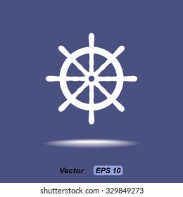 Ship steering wheel sign icon, vector illustration. Flat design style