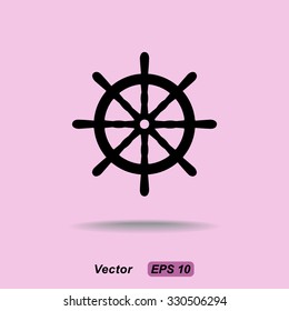Ship steering wheel sign icon, vector illustration. Flat design style
