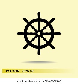 Ship steering wheel sign icon, vector illustration. Flat design style