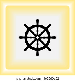 Ship steering wheel sign icon, vector illustration. Flat design style