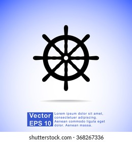 Ship steering wheel sign icon, vector illustration. Flat design style