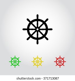 Ship steering wheel sign icon, vector illustration. Flat design style