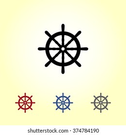 Ship steering wheel sign icon, vector illustration. Flat design style