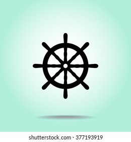 Ship steering wheel sign icon, vector illustration. Flat design style