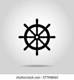 Ship steering wheel sign icon, vector illustration. Flat design style