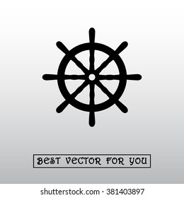 Ship steering wheel sign icon, vector illustration. Flat design style