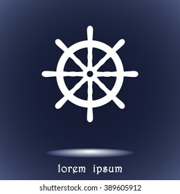 Ship steering wheel sign icon, vector illustration. Flat design style