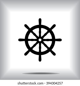 Ship steering wheel sign icon, vector illustration. Flat design style