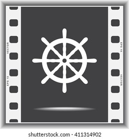 Ship steering wheel sign icon, vector illustration. Flat design style
