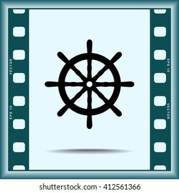 Ship steering wheel sign icon, vector illustration. Flat design style