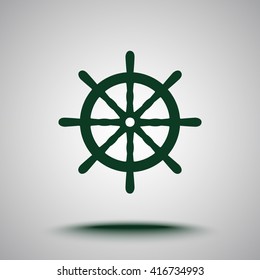 Ship steering wheel sign icon, vector illustration. Flat design style