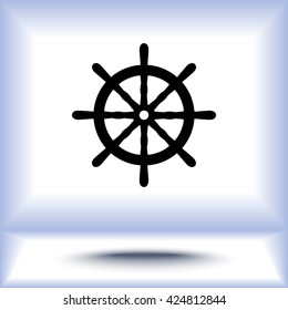 Ship steering wheel sign icon, vector illustration. Flat design style
