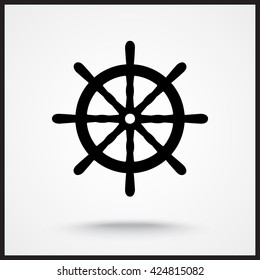Ship steering wheel sign icon, vector illustration. Flat design style