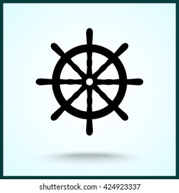 Ship steering wheel sign icon, vector illustration. Flat design style